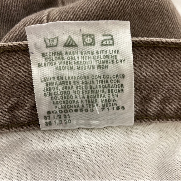 Vintage straight leg brown jeans Lee leather patch faded cotton 90s grunge high - Picture 7 of 8